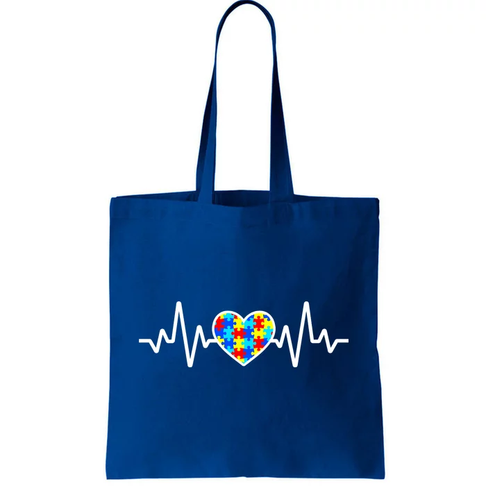 Heartbeat Autism Awareness Heart Tote Bag