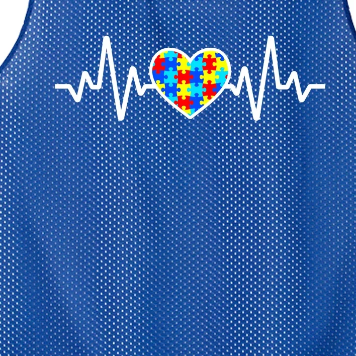 Heartbeat Autism Awareness Heart Mesh Reversible Basketball Jersey Tank