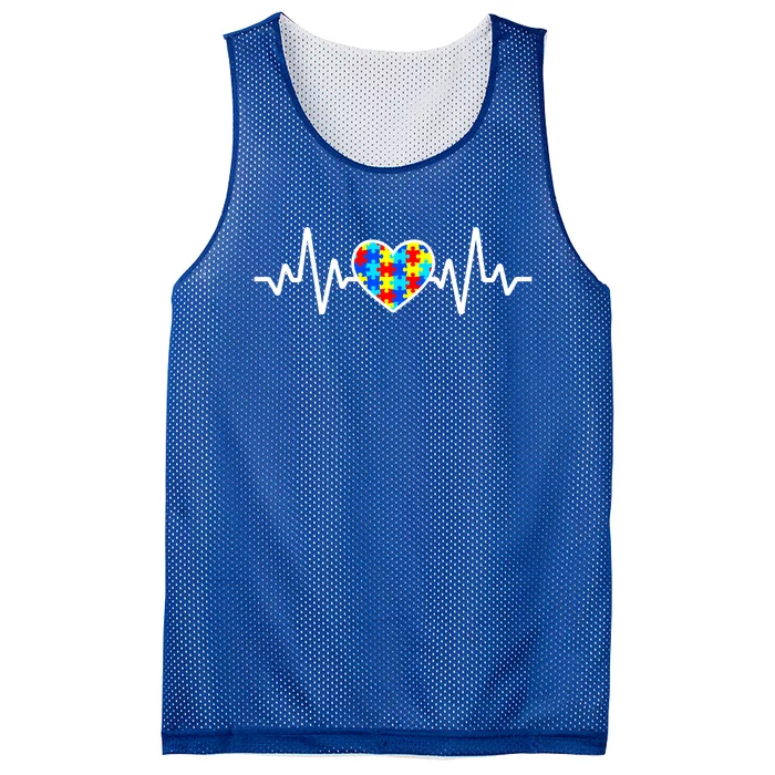 Heartbeat Autism Awareness Heart Mesh Reversible Basketball Jersey Tank