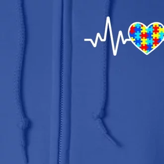 Heartbeat Autism Awareness Heart Full Zip Hoodie