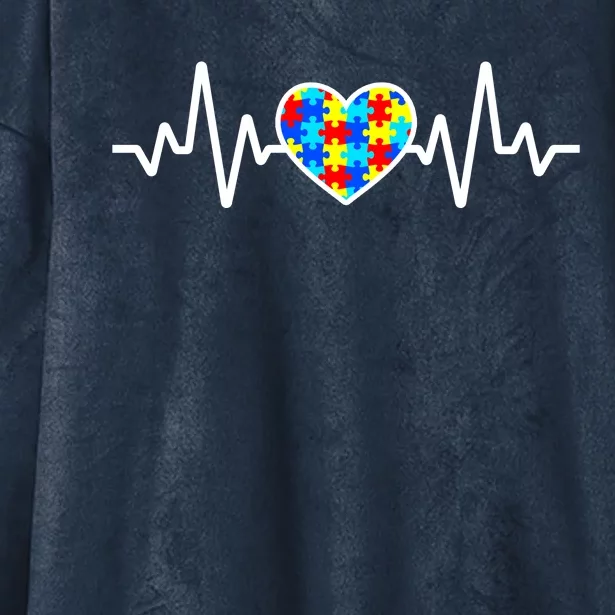 Heartbeat Autism Awareness Heart Hooded Wearable Blanket