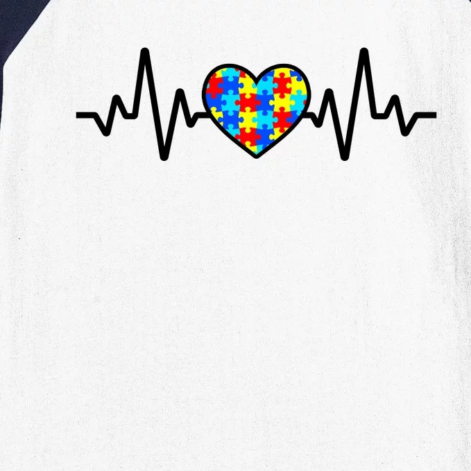 Heartbeat Autism Awareness Heart Baseball Sleeve Shirt