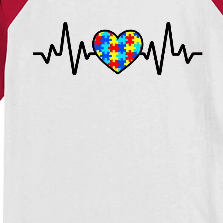 Heartbeat Autism Awareness Heart Kids Colorblock Raglan Jersey