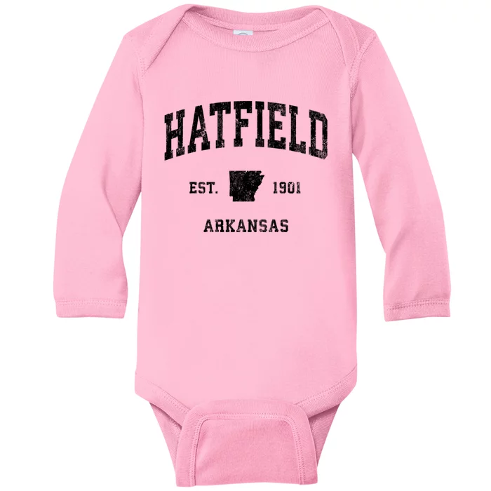 Hatfield Arkansas Ar Vintage Athletic Sports Baby Long Sleeve Bodysuit