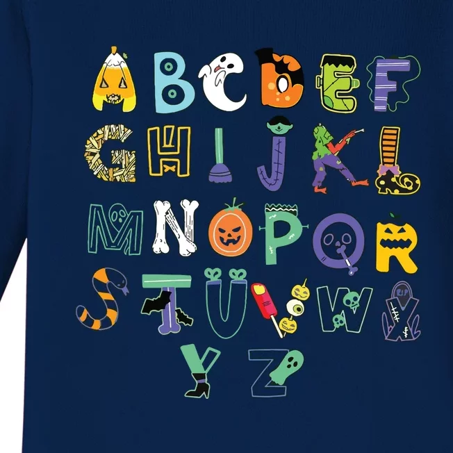 Halloween Alphabet ABC Teacher Costume Kids Baby Long Sleeve Bodysuit