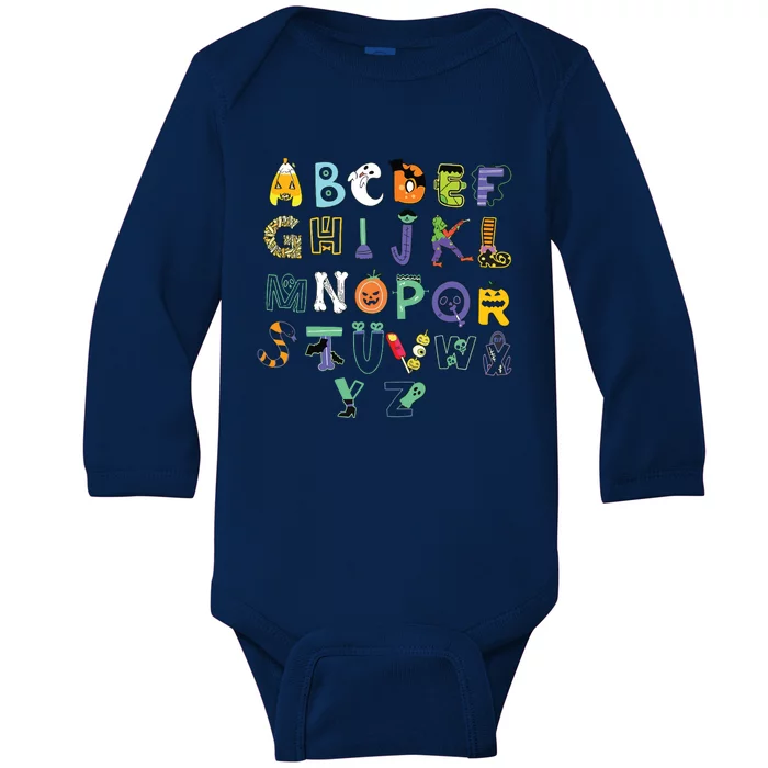 Halloween Alphabet ABC Teacher Costume Kids Baby Long Sleeve Bodysuit