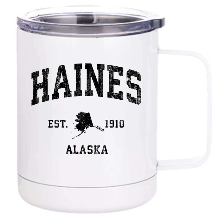 Haines Alaska Ak Vintage Athletic Sports Front & Back 12oz Stainless Steel Tumbler Cup