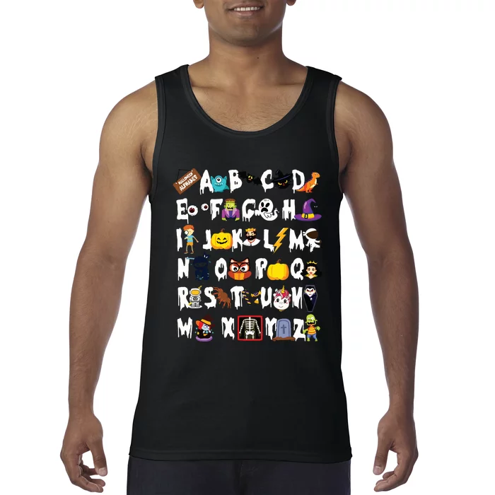 Halloween Alphabet Abcs Learning Kindergarten Teacher Tank Top