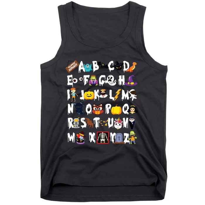 Halloween Alphabet Abcs Learning Kindergarten Teacher Tank Top