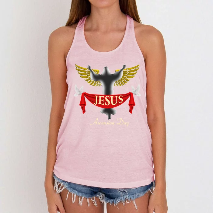 Happy Ascension And Easter Day Of Jesus Christ With Pigeon Gift Women's Knotted Racerback Tank