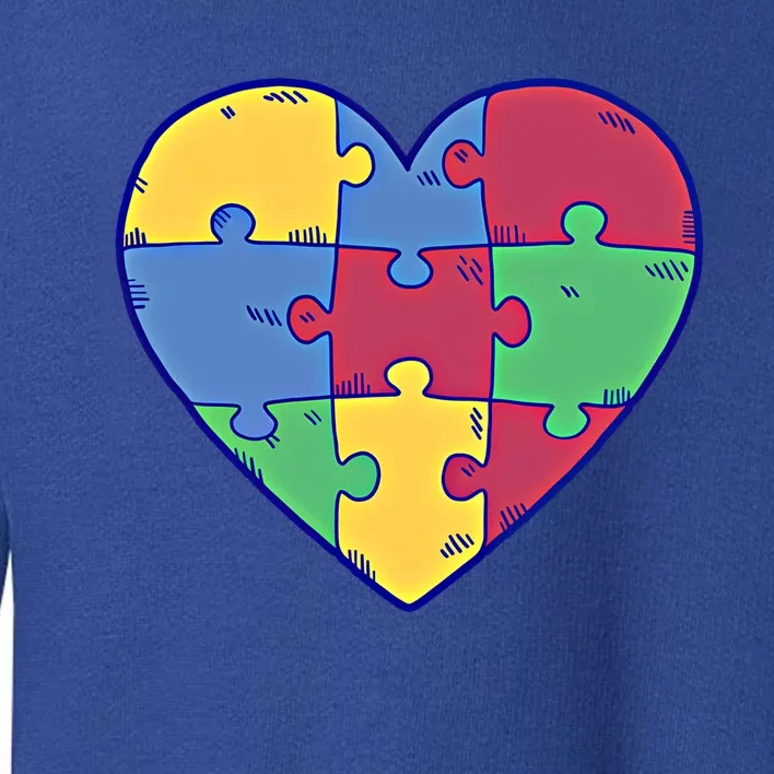 Heart Autism Awareness Love Puzzle Simple Autism Idea Family Funny Gift Toddler Sweatshirt