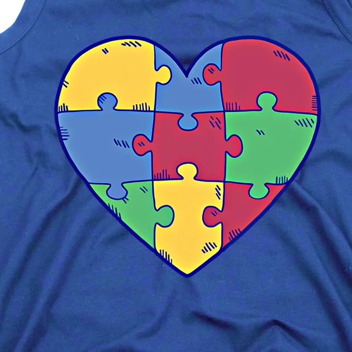 Heart Autism Awareness Love Puzzle Simple Autism Idea Family Funny Gift Tank Top