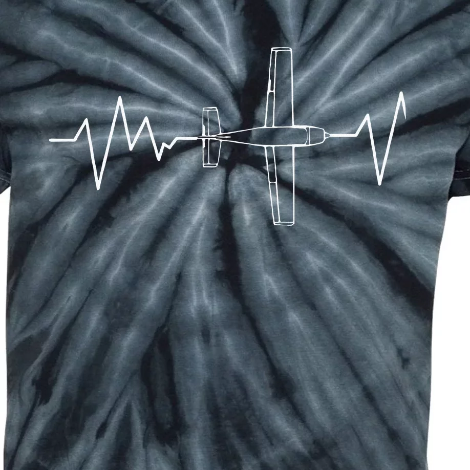 Heartbeat Airplane Aviation Aircraft Pilot Plane Kids Tie-Dye T-Shirt