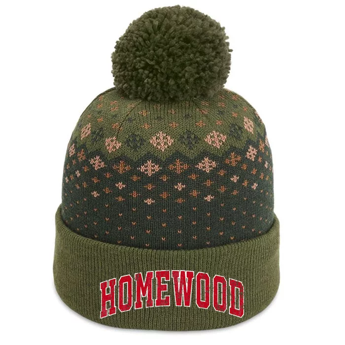 Homewood Alabama Al Vintage Sports Design Red Design The Baniff Cuffed Pom Beanie