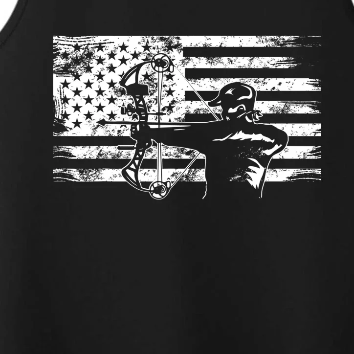 Hunting Archer American Flag Bowhunting Hunter Gift Performance Tank