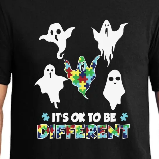 Halloween Autism Awareness Boo Ghost It's Ok To Be Different Puzzle Pajama Set