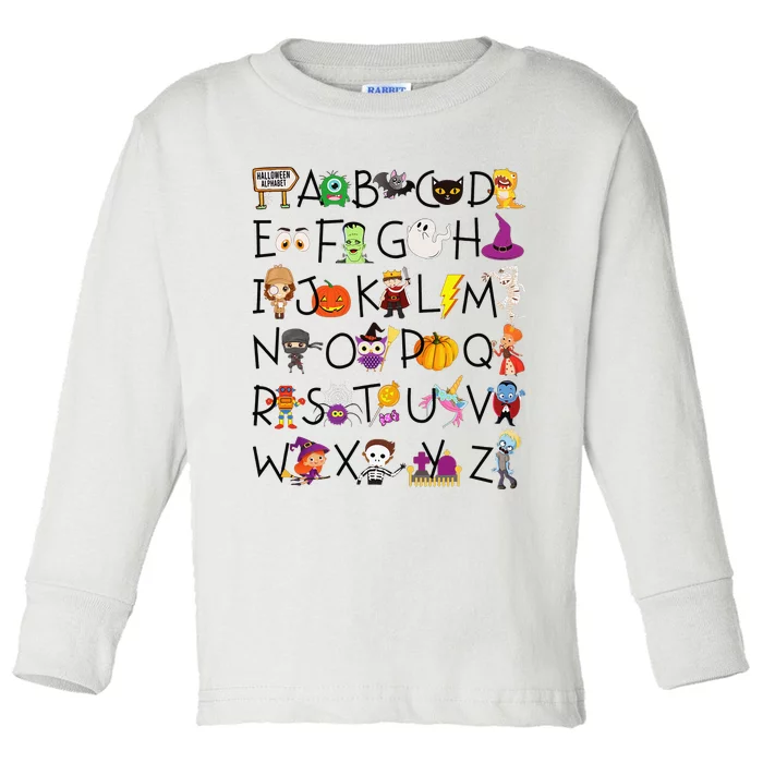 Halloween Alphabet ABCs Learning Kindergarten Teacher Toddler Long Sleeve Shirt