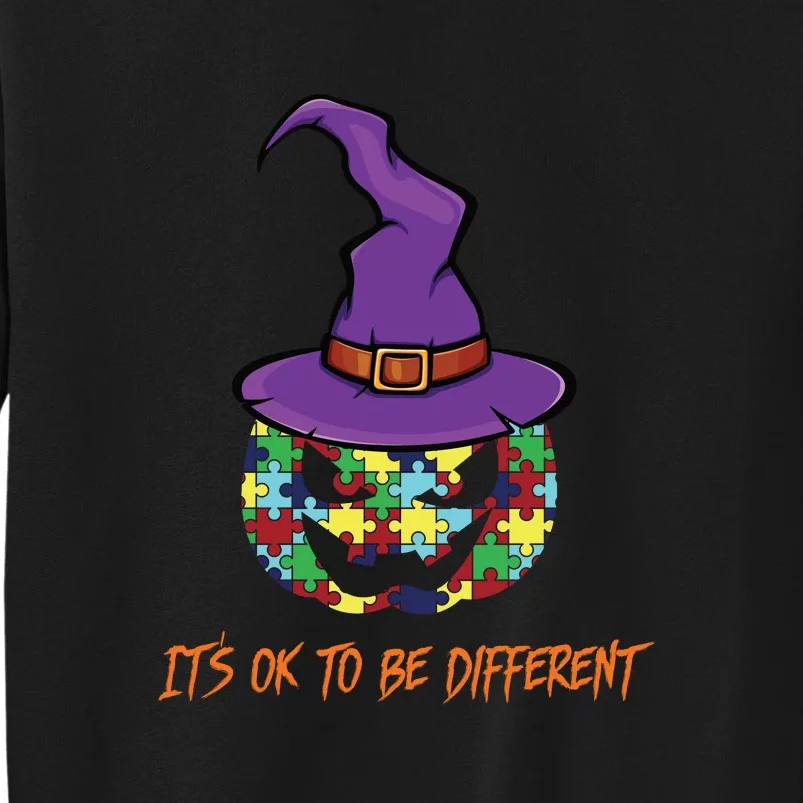 Halloween Autism Awareness It's Ok To Be Pumpkin Puzzle Witch Hat Sweatshirt