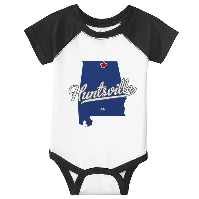 Huntsville Alabama Al Map Infant Baby Jersey Bodysuit