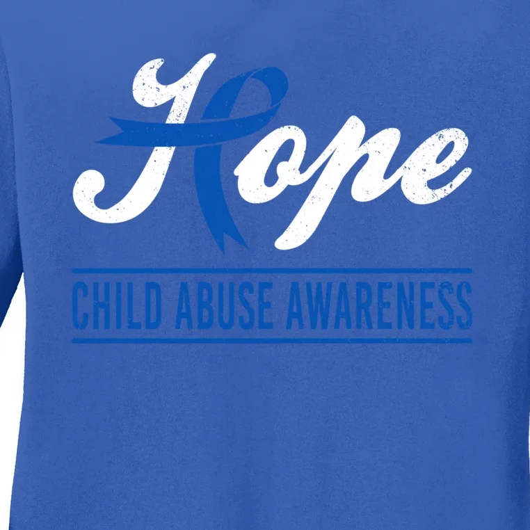 Hope Abuse Awareness Month Blue Ribbon Prevention Gift Ladies Long Sleeve Shirt