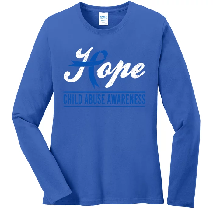 Hope Abuse Awareness Month Blue Ribbon Prevention Gift Ladies Long Sleeve Shirt