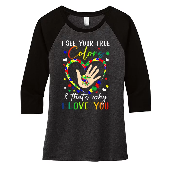 Heart Autism Awareness Month Support Mom Dad Sped Teachers Women's Tri-Blend 3/4-Sleeve Raglan Shirt