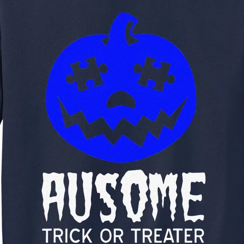 Halloween Autism Awareness Trick Or Treat Blue Pumpkin Tall Sweatshirt