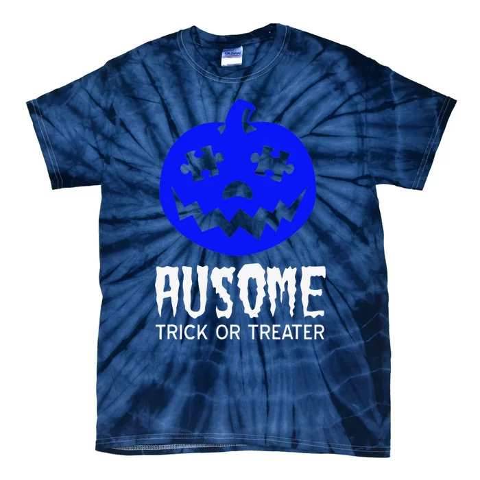 Halloween Autism Awareness Trick Or Treat Blue Pumpkin Tie-Dye T-Shirt