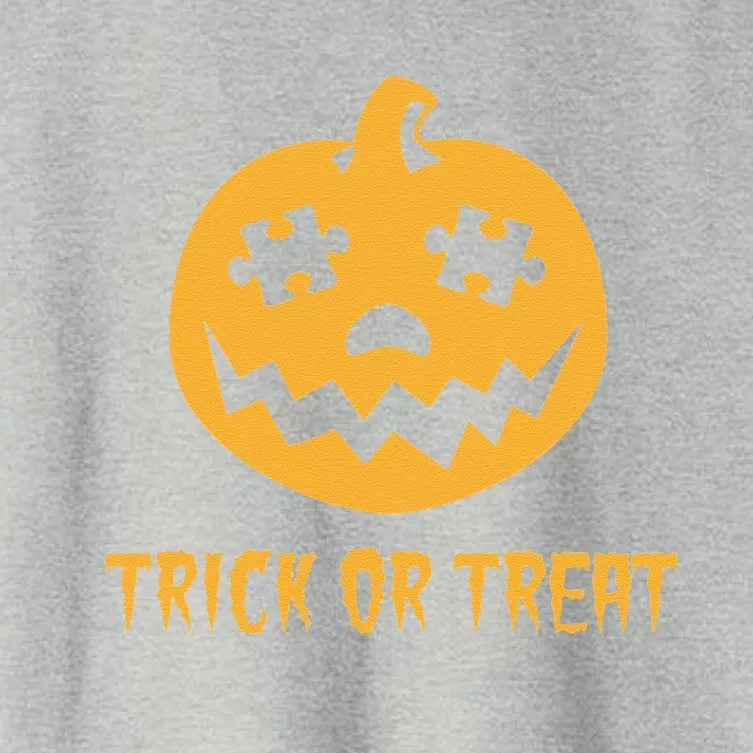 Halloween Autism Awareness Trick Or Treat Pumpkin Women's Crop Top Tee