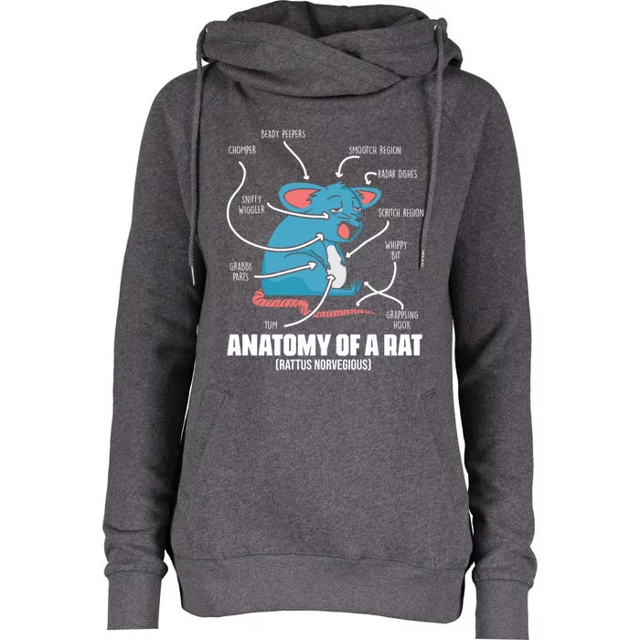 Humorous Animal Anatomy Rat Body Part For Rodent Lovers Meaningful Gift Womens Funnel Neck Pullover Hood