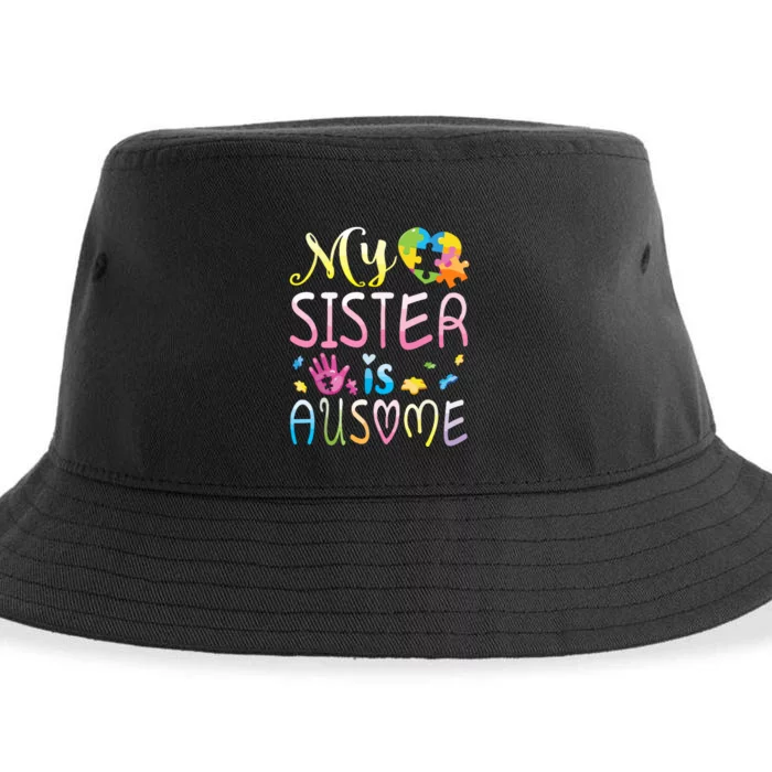 Happy Autism Awareness Month Day Brother My Sister Is Ausome Sustainable Bucket Hat