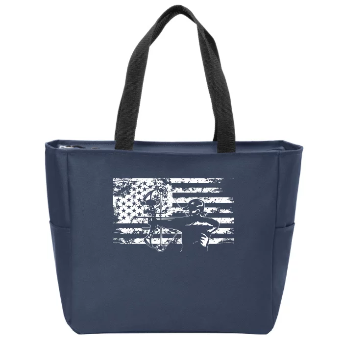 Hunting Archer American Flag Bowhunting Hunter Men Zip Tote Bag