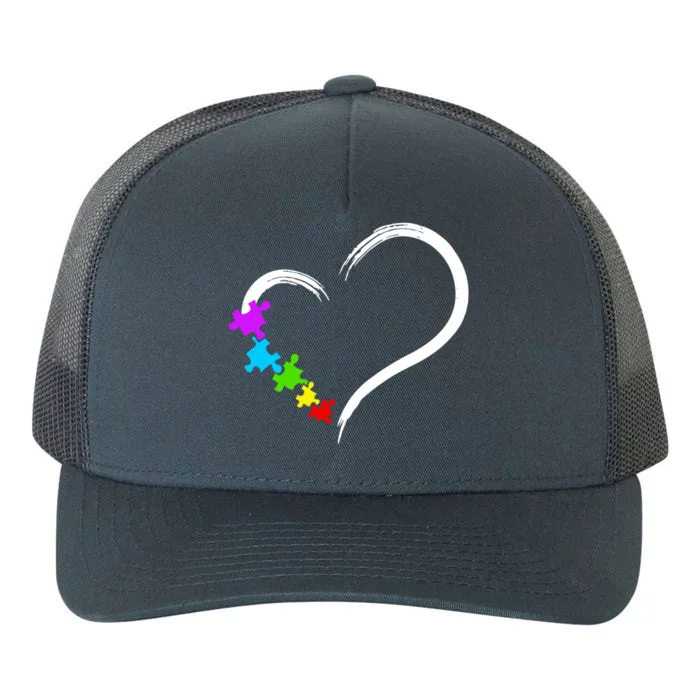 Heart Autism Awareness Love Puzzle Simple Idea Autism Family Yupoong Adult 5-Panel Trucker Hat