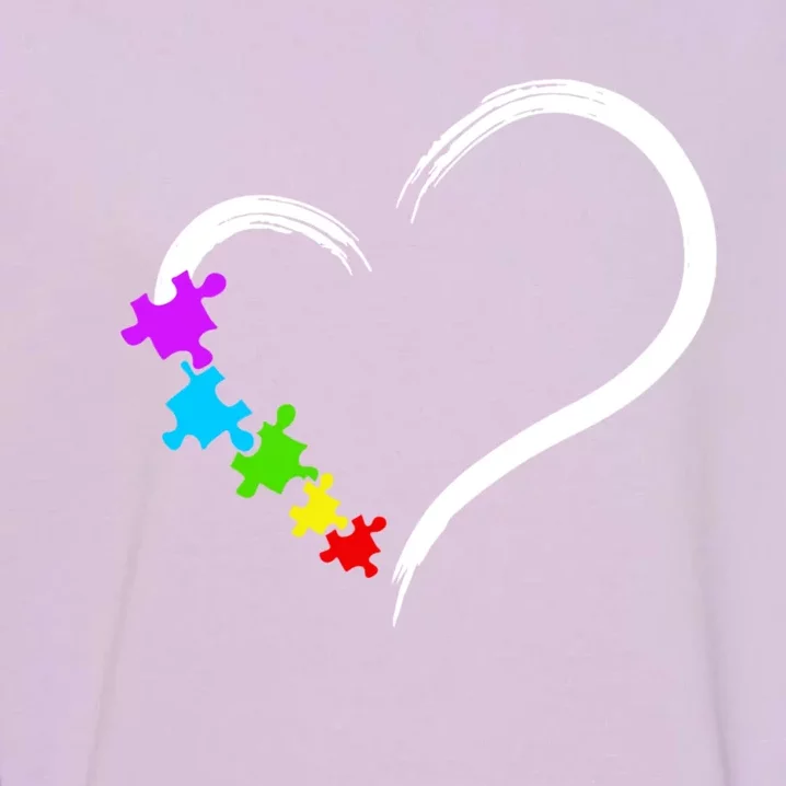 Heart Autism Awareness Love Puzzle Simple Idea Autism Family Garment-Dyed Sweatshirt