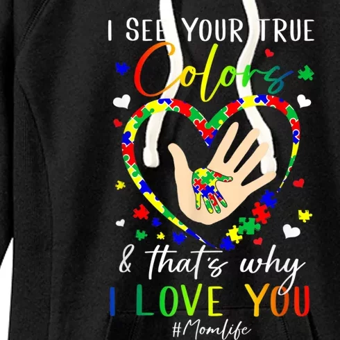 Heart Autism Awareness Month Support Momlife Autistic Child Women's Fleece Hoodie