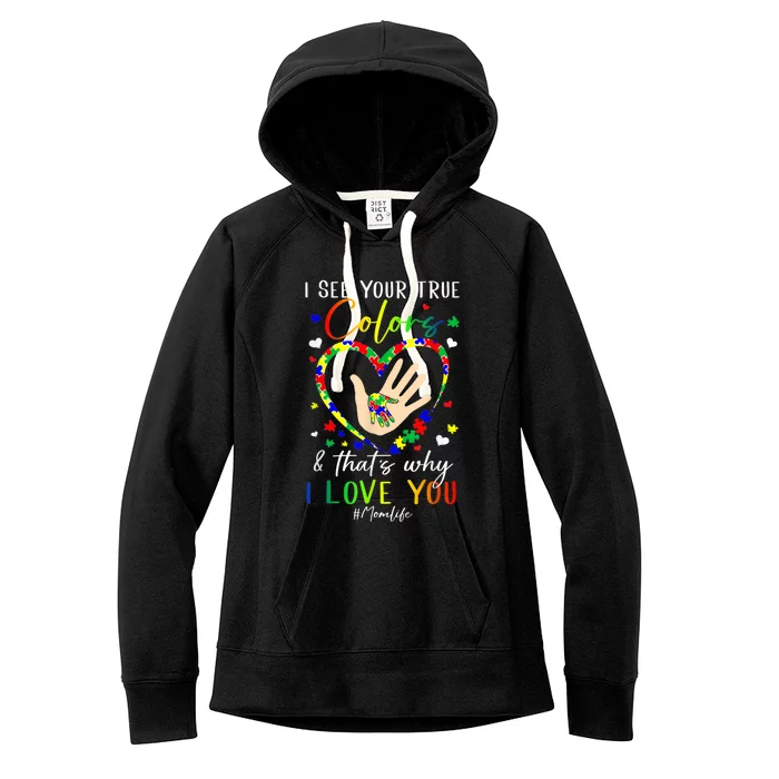 Heart Autism Awareness Month Support Momlife Autistic Child Women's Fleece Hoodie