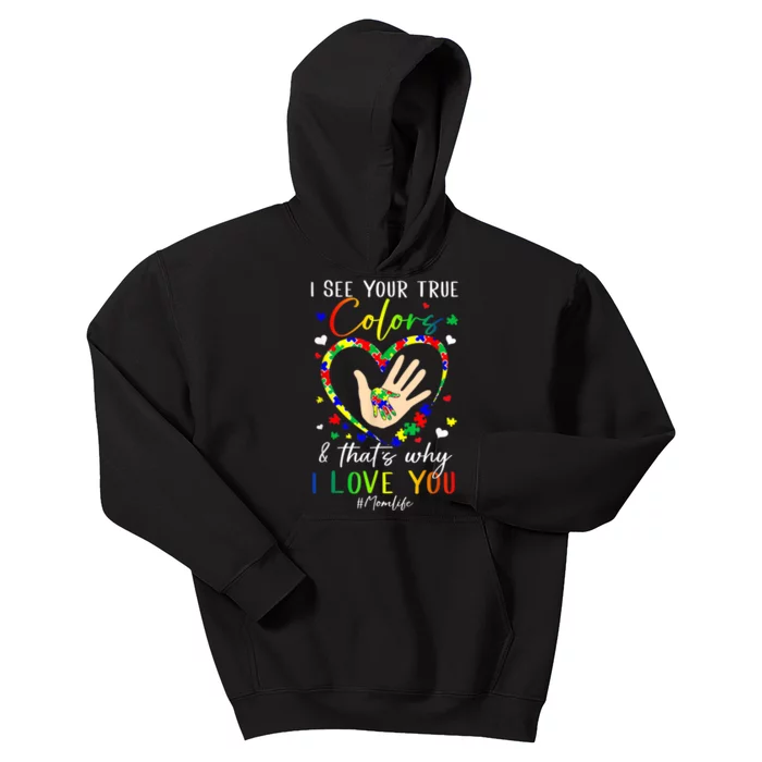 Heart Autism Awareness Month Support Momlife Autistic Child Kids Hoodie