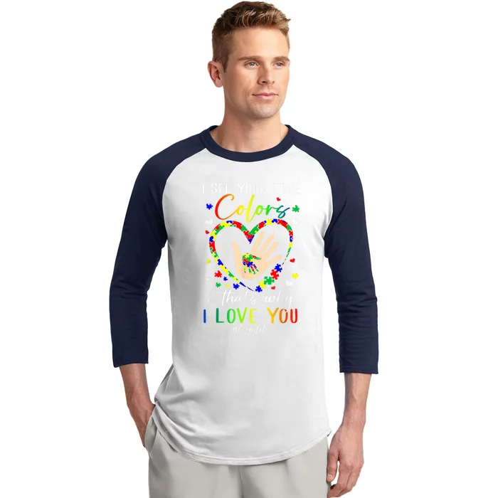 Heart Autism Awareness Month Support Momlife Autistic Child Baseball Sleeve Shirt