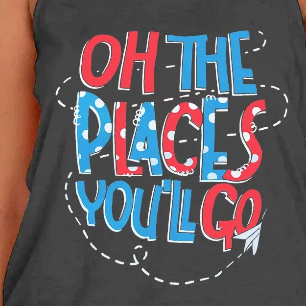 Hot Air Balloon Oh The Places You’Ll Go When You Read Women's Knotted Racerback Tank