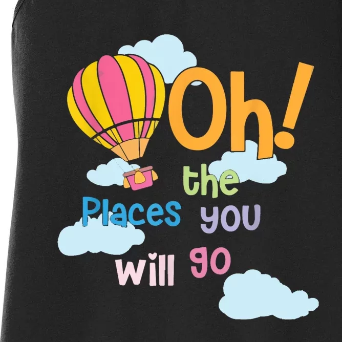 Hot Air Balloon Oh The Places You’Ll Go When You Read Women's Racerback Tank