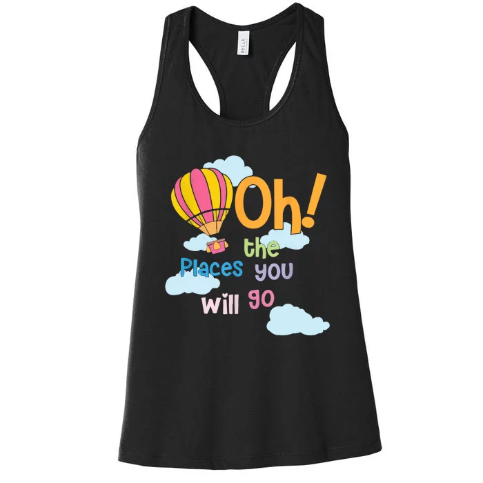 Hot Air Balloon Oh The Places You’Ll Go When You Read Women's Racerback Tank