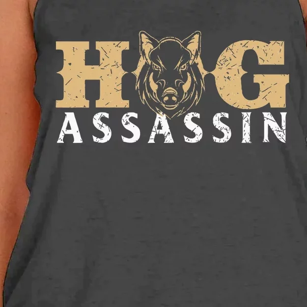 Hog Assassin Boar Hunting Wild Hog Hunter Women's Knotted Racerback Tank