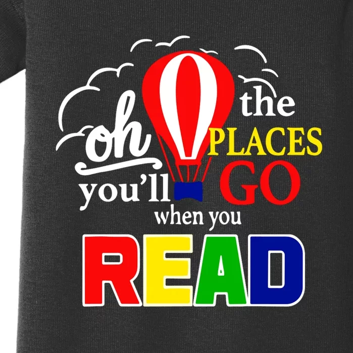 Hot Air Balloon Oh The Places You’Ll Go When You Read Baby Bodysuit