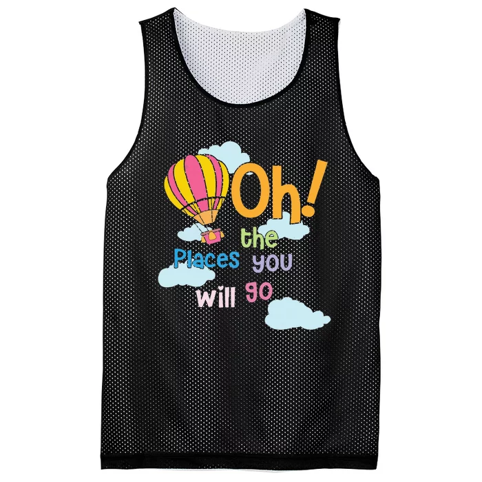 Hot Air Balloon Oh The Places You’Ll Go When You Read Mesh Reversible Basketball Jersey Tank