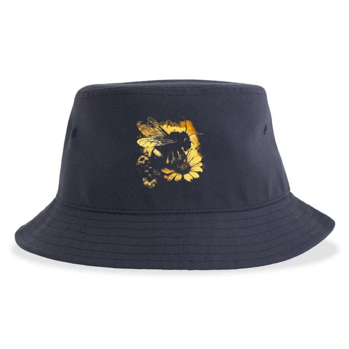 Honeybee And Bumble Bee For American Hive Beekeepers Sustainable Bucket Hat