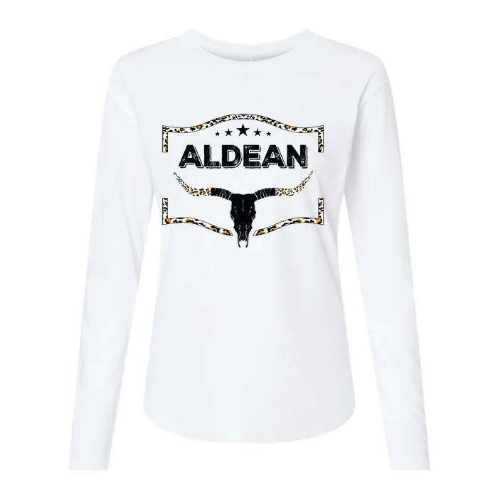 Howdy Aldean Bull Skull Aldean Western Country Aldean Cowboy Womens Cotton Relaxed Long Sleeve T-Shirt