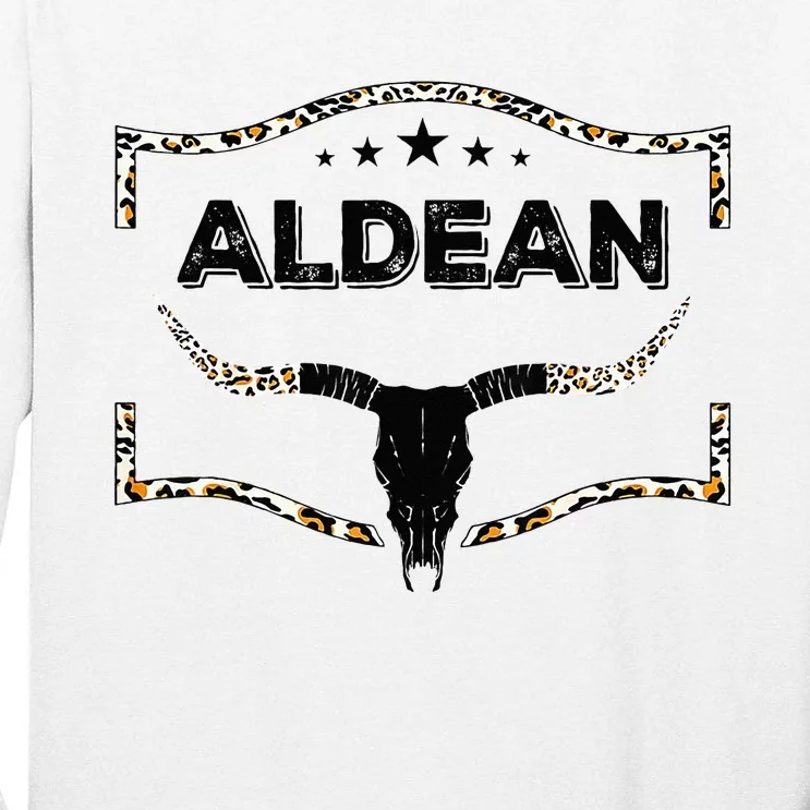 Howdy Aldean Bull Skull Aldean Western Country Aldean Cowboy Tall Long Sleeve T-Shirt