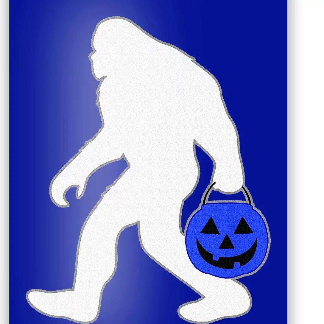 Halloween Autism Blue Pumpkin Bucket Trick Or Treat Bigfoot Poster