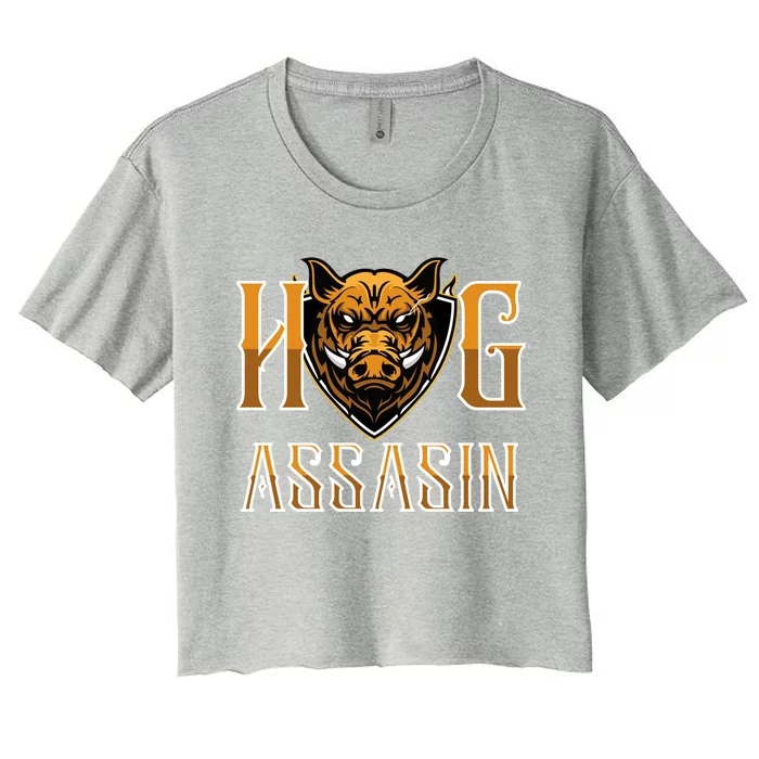 Hog And Boar Assasin Animal Hunter Hog Gift Women's Crop Top Tee