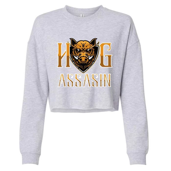 Hog And Boar Assasin Animal Hunter Hog Gift Cropped Pullover Crew